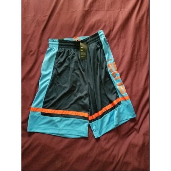 Nike Dri-Fit Elite Basketball Shorts Navy Blue/Orange - Picture 2 of 12
